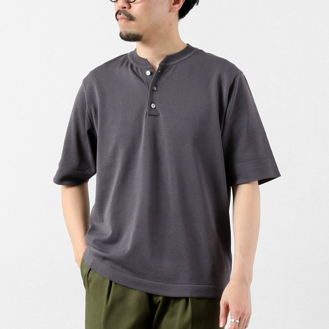 RINASCENTE / Hybrid Washable Henley Neck Knit T-Shirt