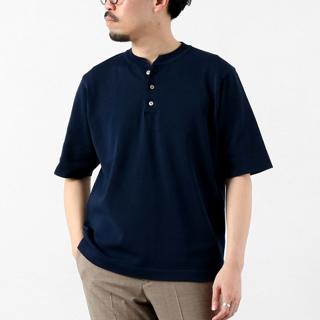 RINASCENTE / Hybrid Washable Henley Neck Knit T-Shirt