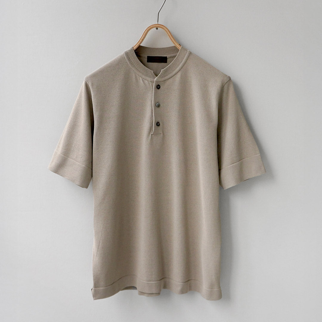 RINASCENTE / Hybrid Washable Henley Neck Knit T-Shirt