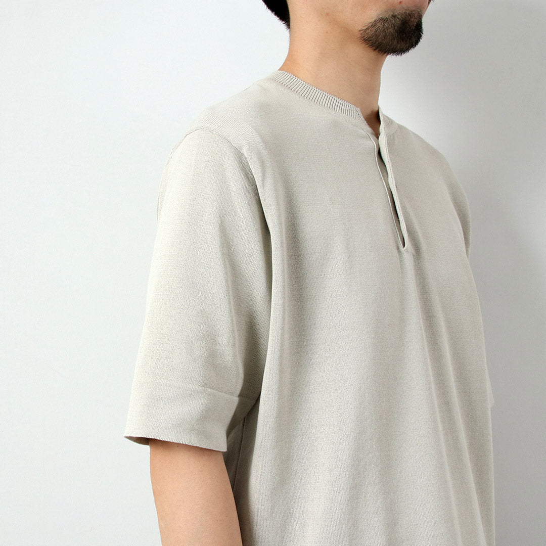 RINASCENTE / Hybrid Washable Henley Neck Knit T-Shirt