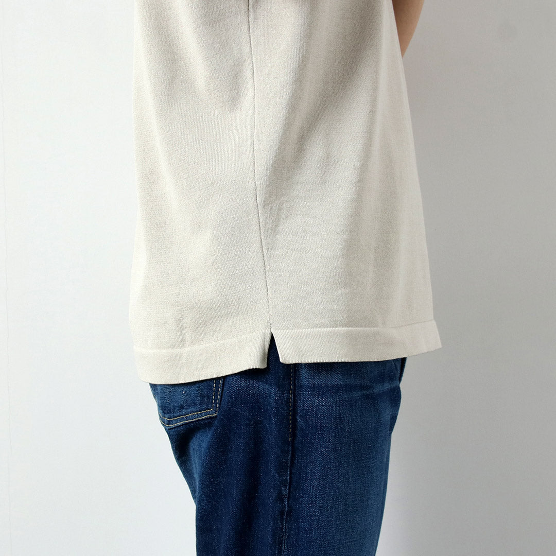 RINASCENTE / Hybrid Washable Henley Neck Knit T-Shirt