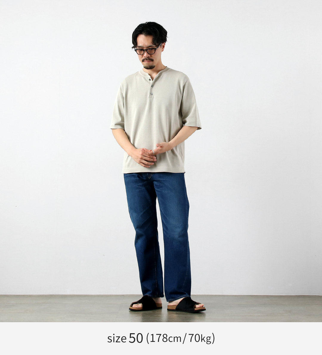RINASCENTE / Hybrid Washable Henley Neck Knit T-Shirt