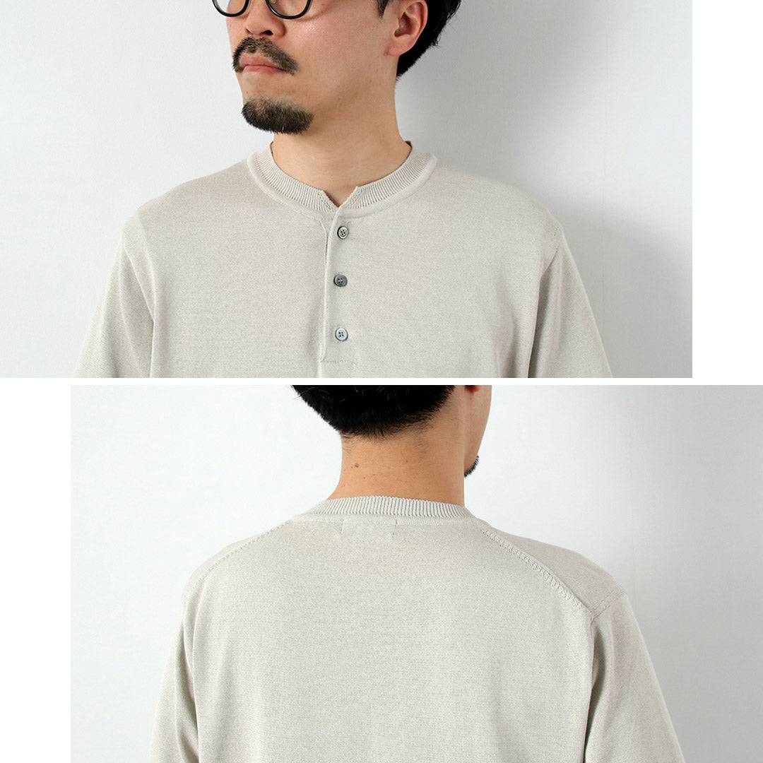 RINASCENTE / Hybrid Washable Henley Neck Knit T-Shirt