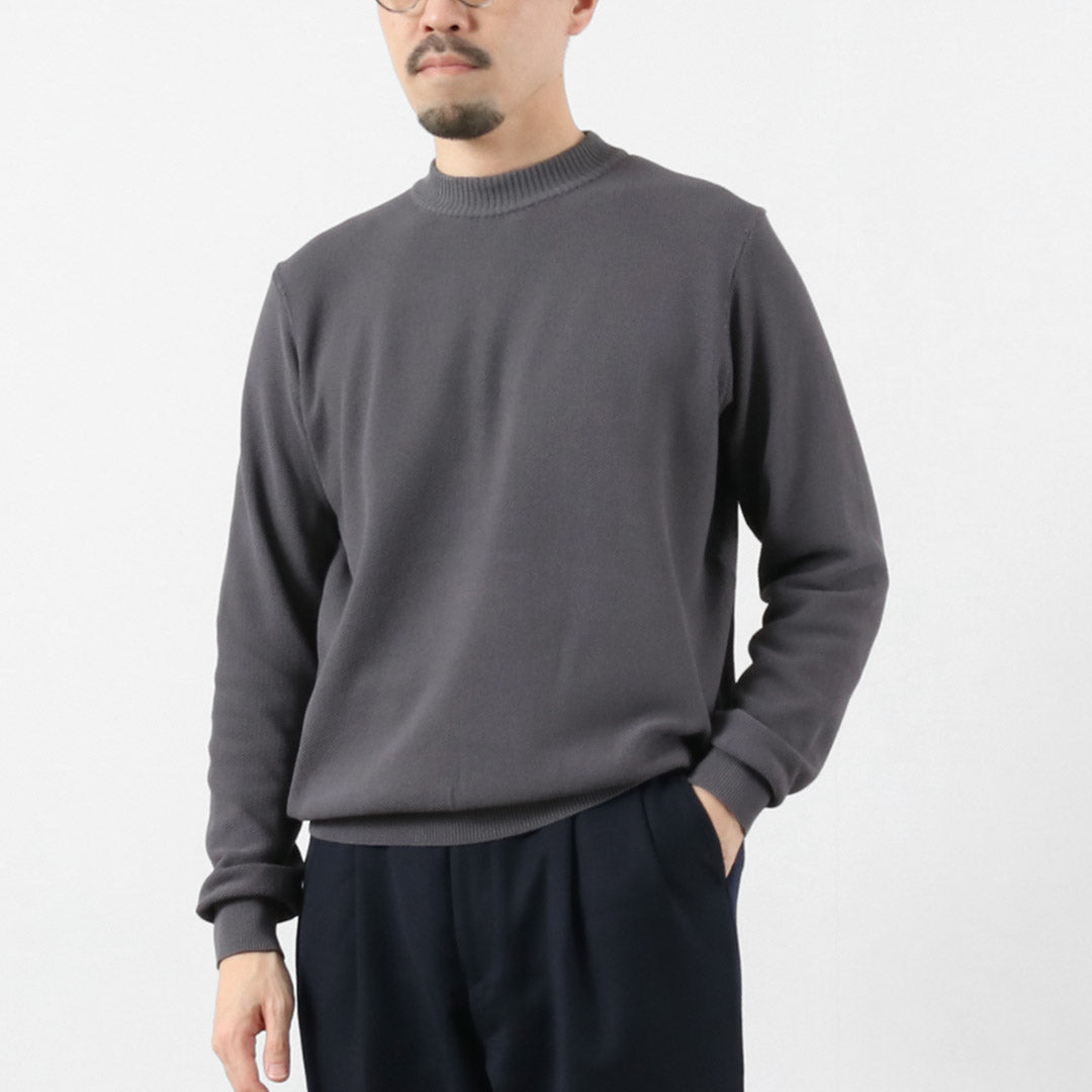 RINASCENTE / Camiseta de punto de manga larga con cuello barco Kanoko lavable híbrida