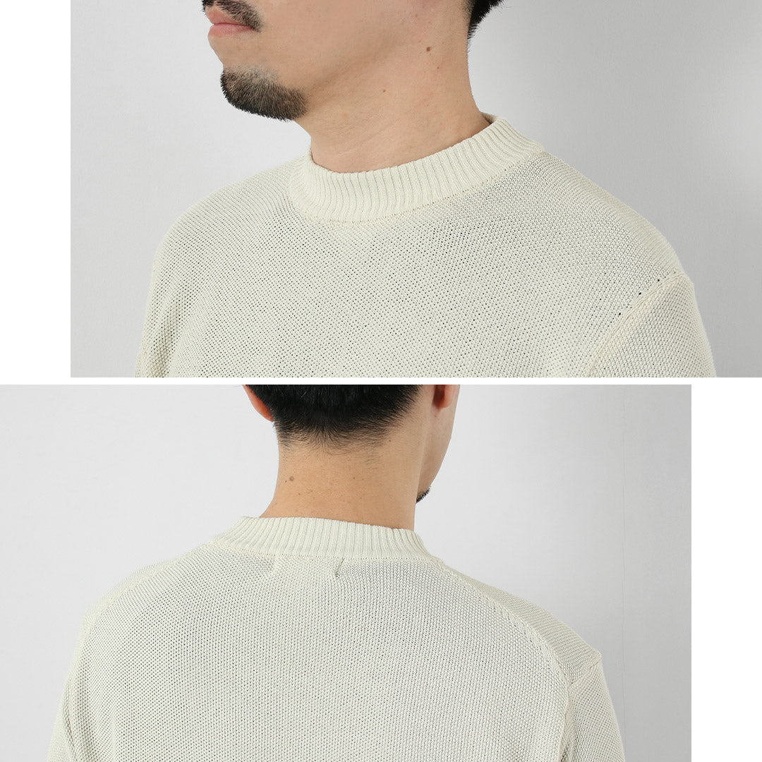 RINASCENTE / Camiseta de punto de manga larga con cuello barco Kanoko lavable híbrida