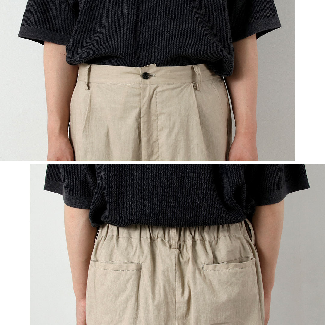 BASISBROEK / Pantalones plisados de lino y algodón Wisken