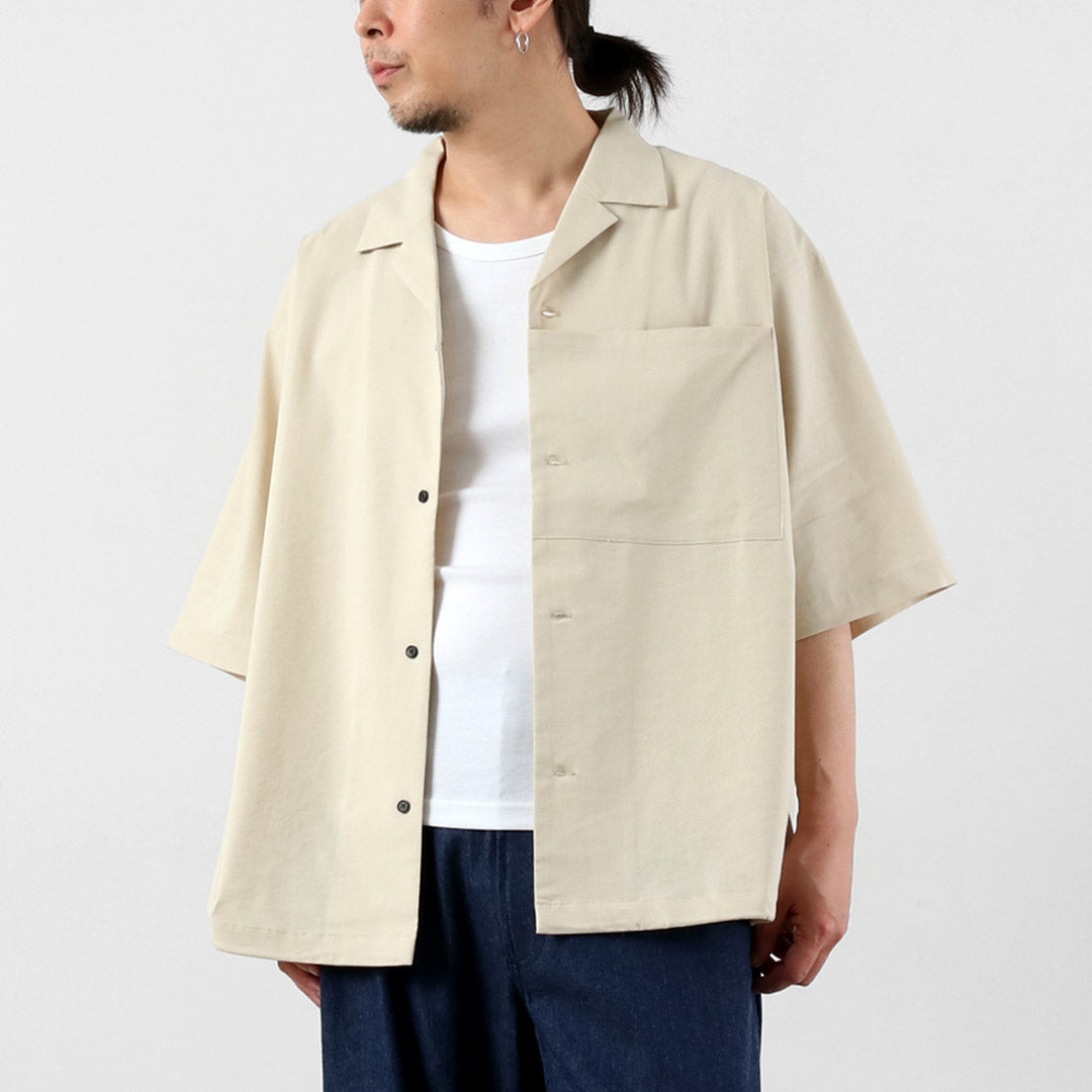 BASISBROEK / Dean Camisa elástica con cuello abierto en mezcla de lino
