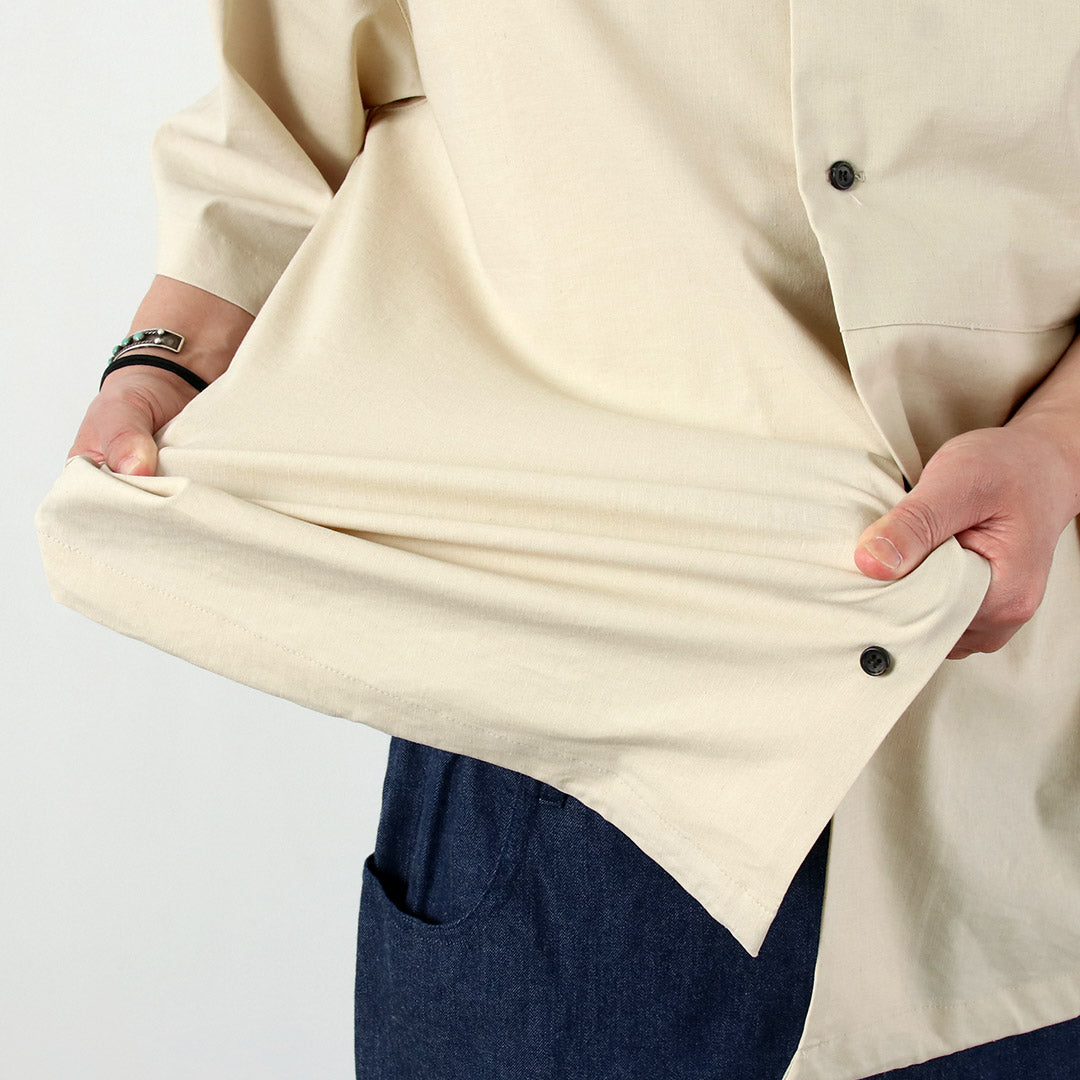 BASISBROEK / Dean Camisa elástica con cuello abierto en mezcla de lino