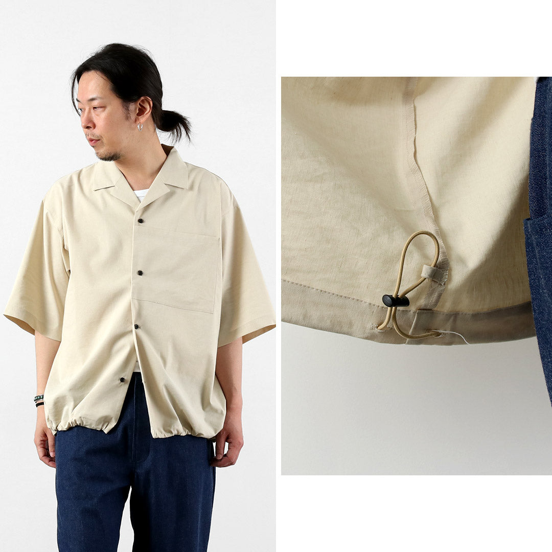 BASISBROEK / Dean Camisa elástica con cuello abierto en mezcla de lino