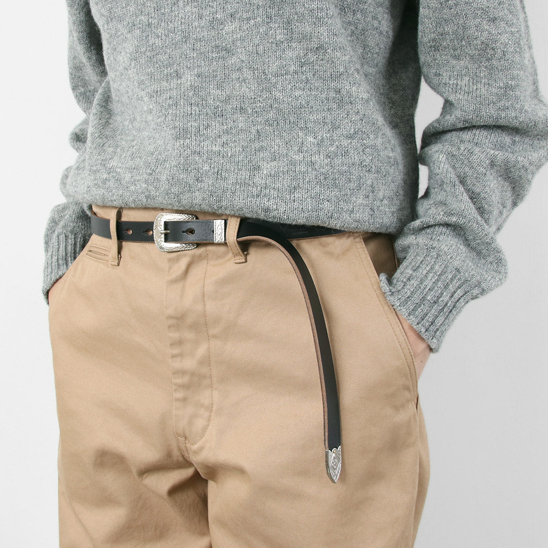 BUTTON WORKS / Ceinture étroite à boucle Western N&J