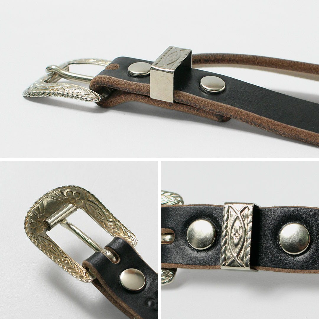 BUTTON WORKS / Ceinture étroite à boucle Western N&J