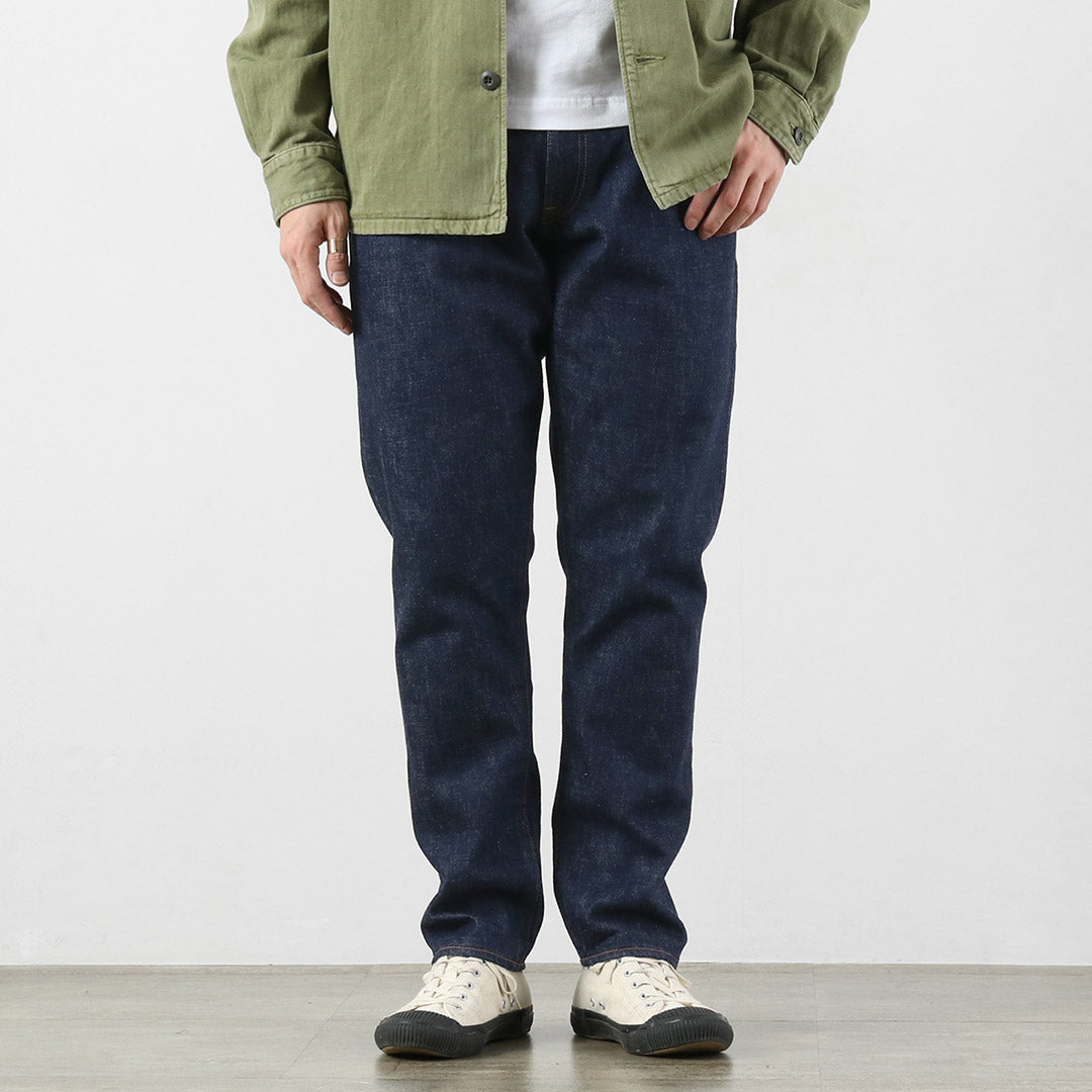 Refabric bleu / Jean 5P semi-large fuselé 13oz