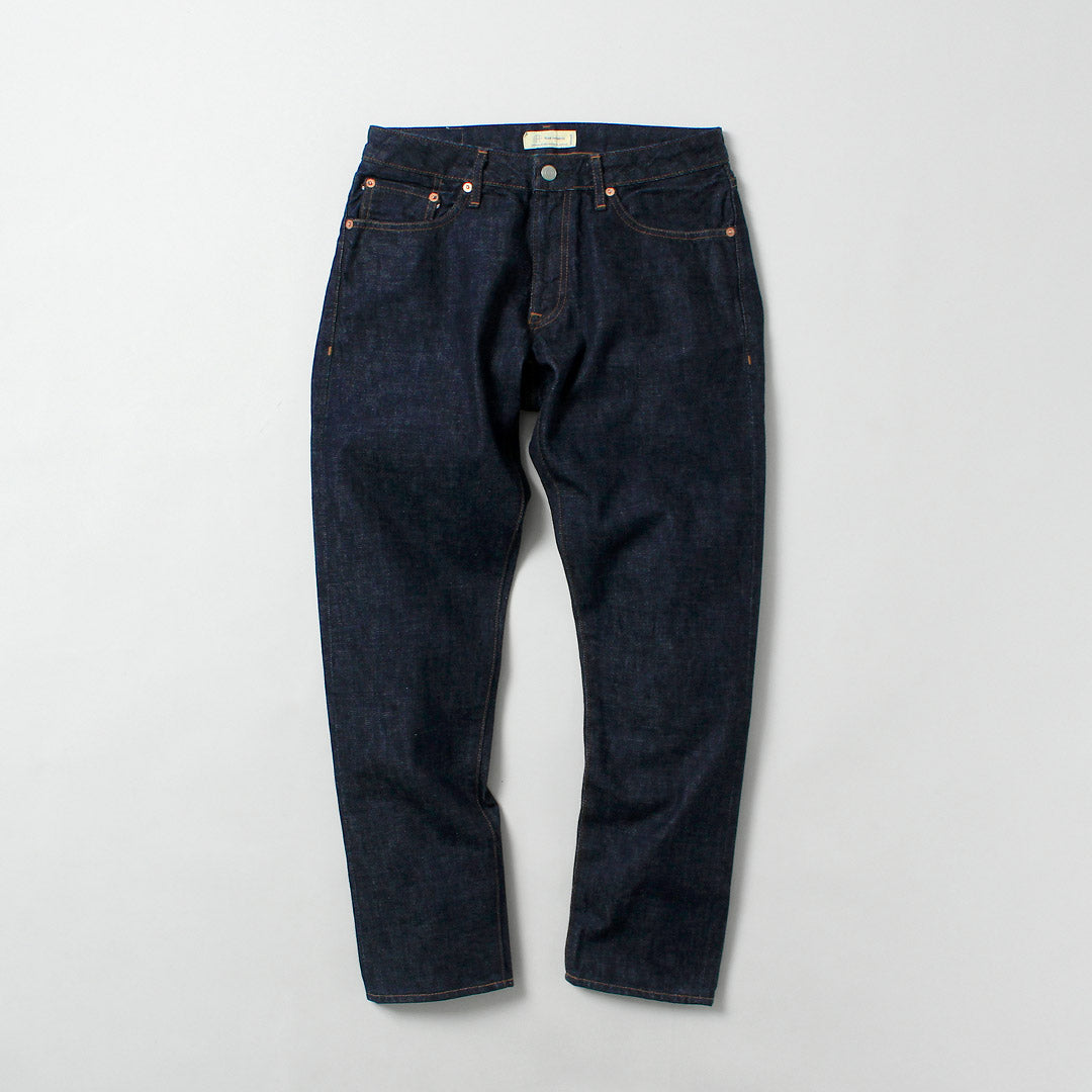 Refabric bleu / Jean 5P semi-large fuselé 13oz