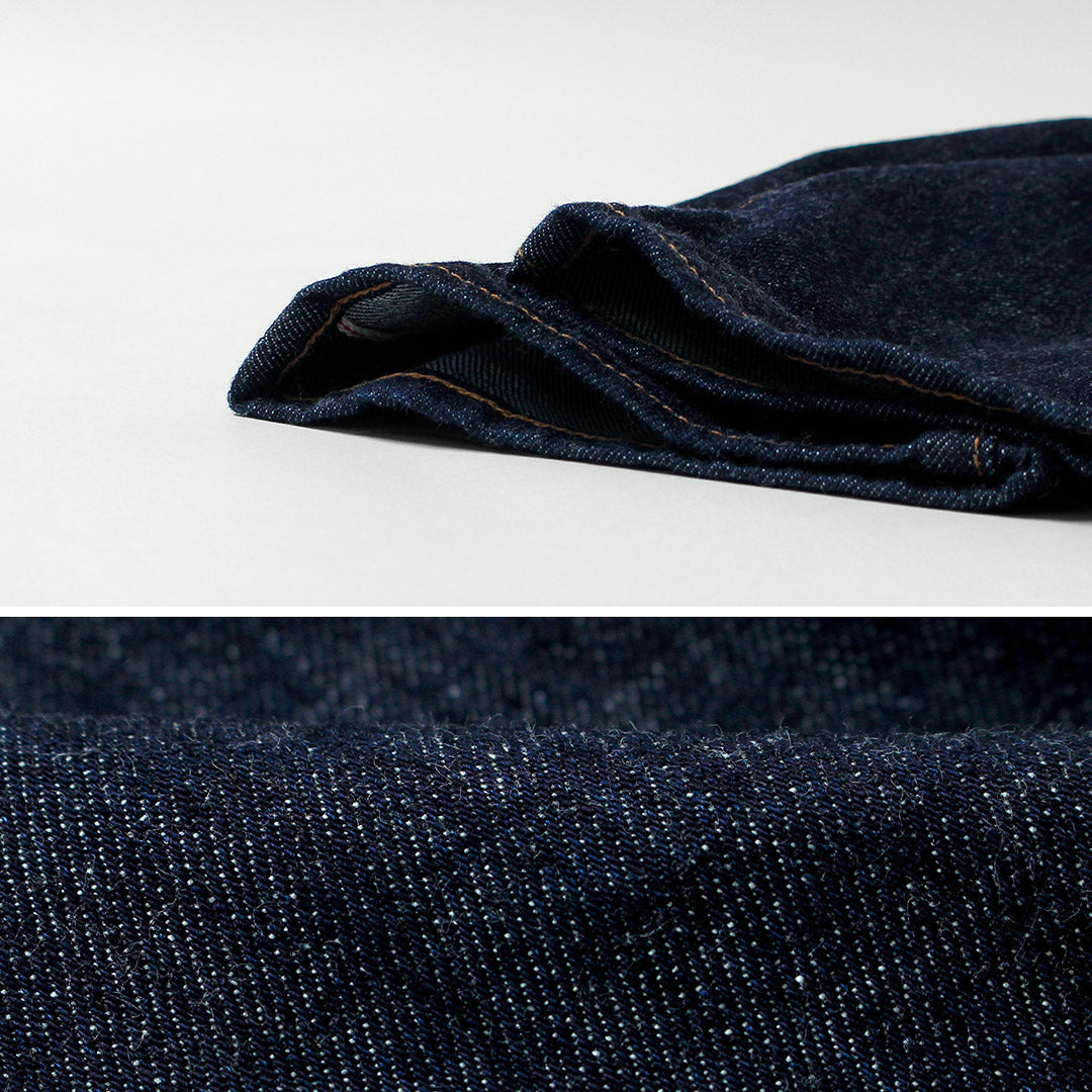 Refabric bleu / Jean 5P semi-large fuselé 13oz