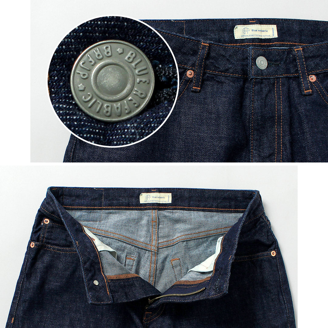 Refabric bleu / Jean 5P semi-large fuselé 13oz