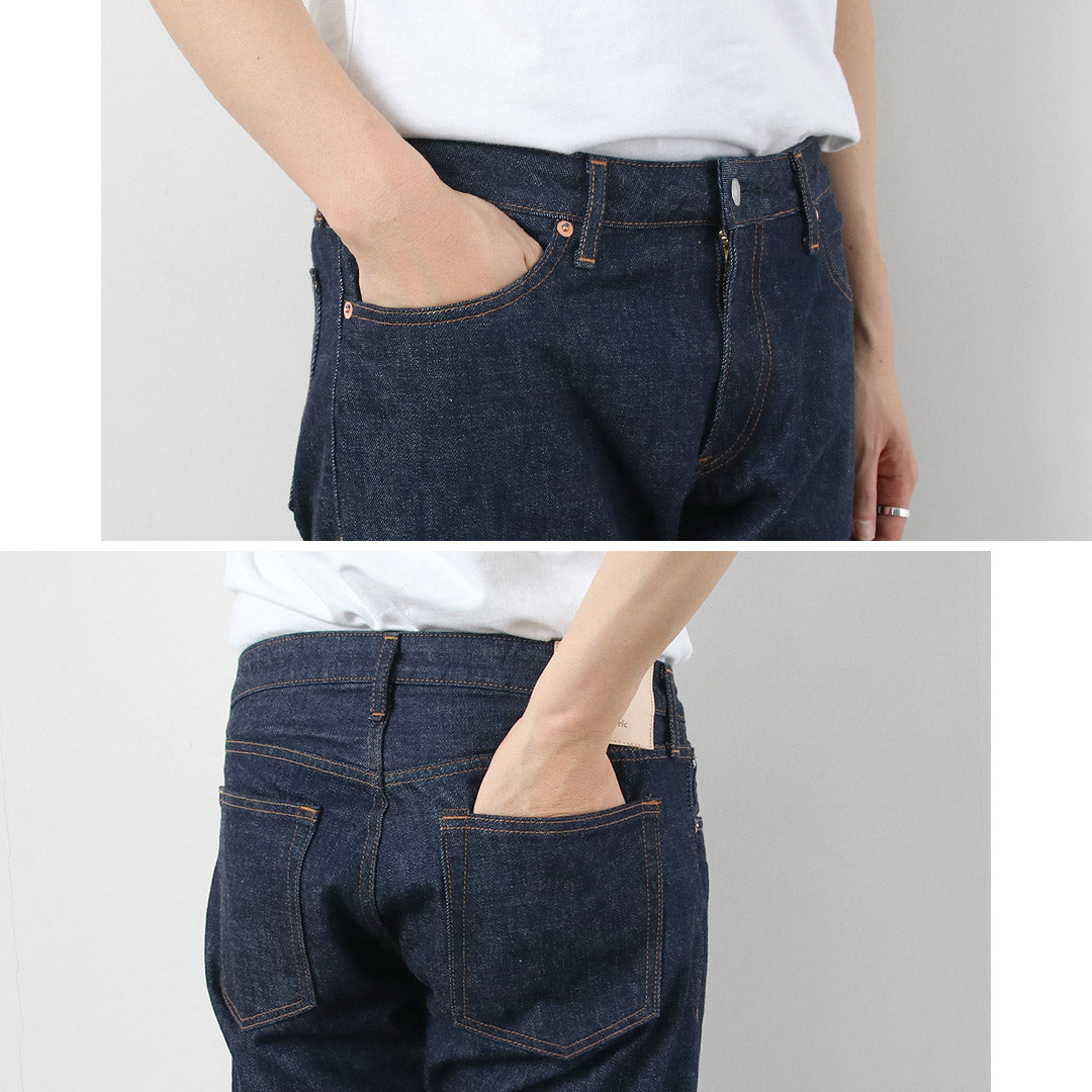 Refabric bleu / Jean 5P semi-large fuselé 13oz