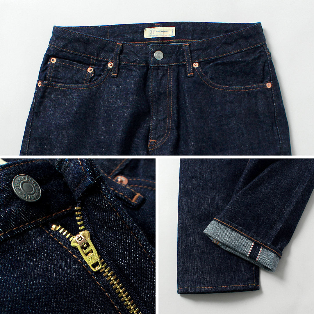 Refabric bleu / Jean 5P semi-large fuselé 13oz