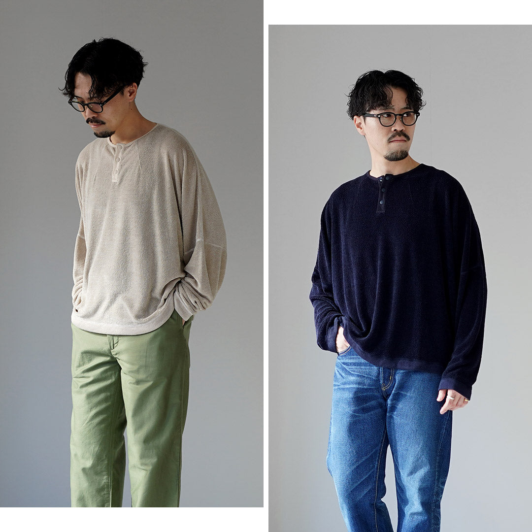 KEMA DESIGNS / Linen Pile Henley Neck Pullover