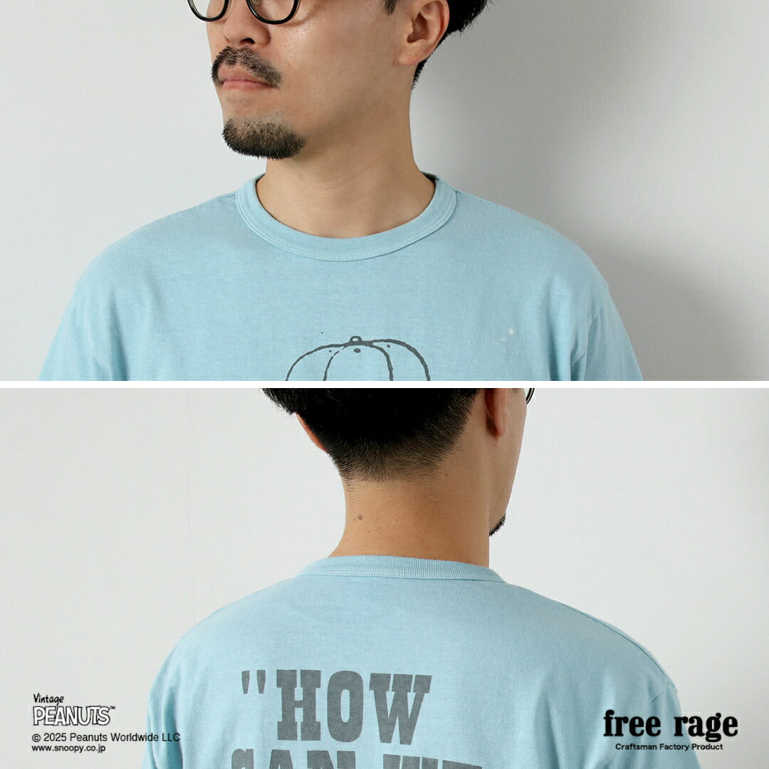 FREE RAGE / PEANUTS×프리 레이지 찰리 브라운 프린트 리사이클 코튼 반팔 티셔츠