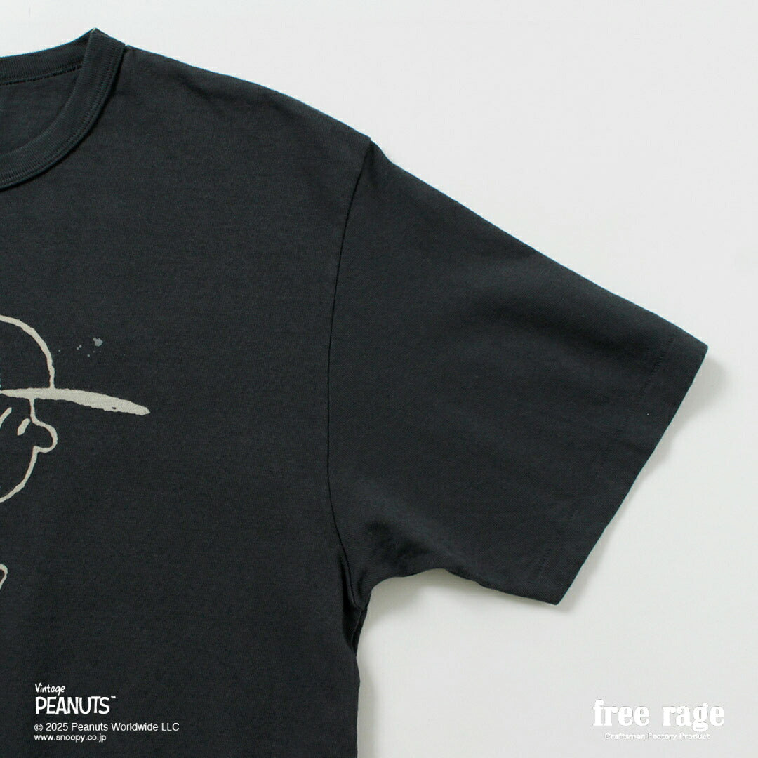 FREE RAGE / PEANUTS×프리 레이지 찰리 브라운 프린트 리사이클 코튼 반팔 티셔츠