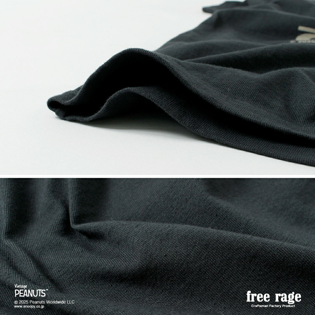 FREE RAGE / PEANUTS×프리 레이지 찰리 브라운 프린트 리사이클 코튼 반팔 티셔츠