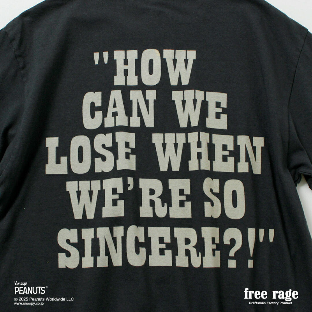 FREE RAGE / PEANUTS×프리 레이지 찰리 브라운 프린트 리사이클 코튼 반팔 티셔츠
