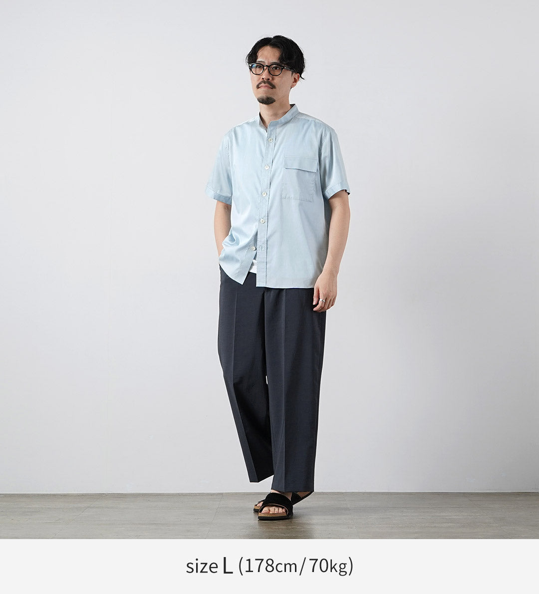 RE MADE IN TOKYO JAPAN / Chemise CPO à manches courtes en sergé chambray 200/2
