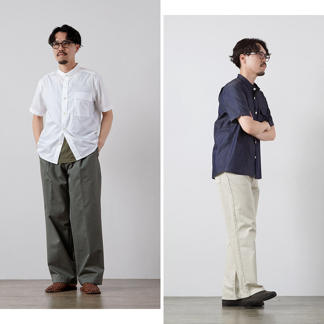 RE MADE IN TOKYO JAPAN / Chemise CPO à manches courtes en sergé chambray 200/2