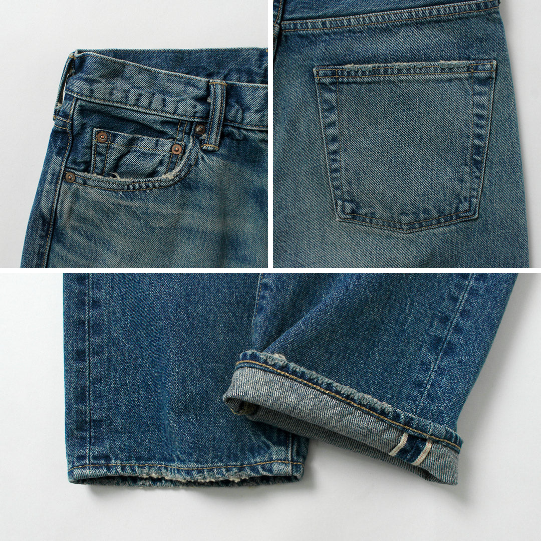 COTTON RESEARCH CLUB / 독점 14.75oz 셀비지 데님 진, 워시드 마감 팬츠