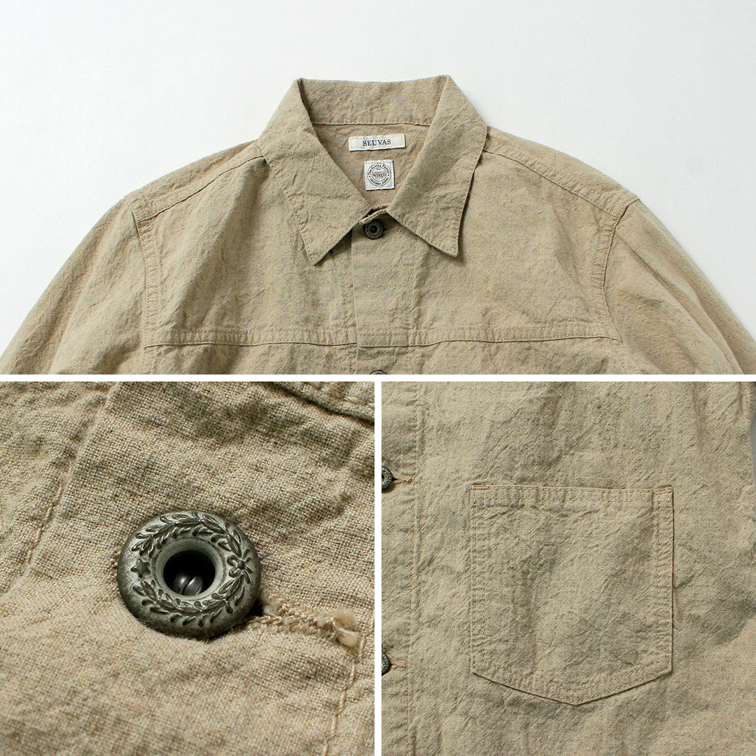 SEUVAS / Linen Cotton Trucker Jacket