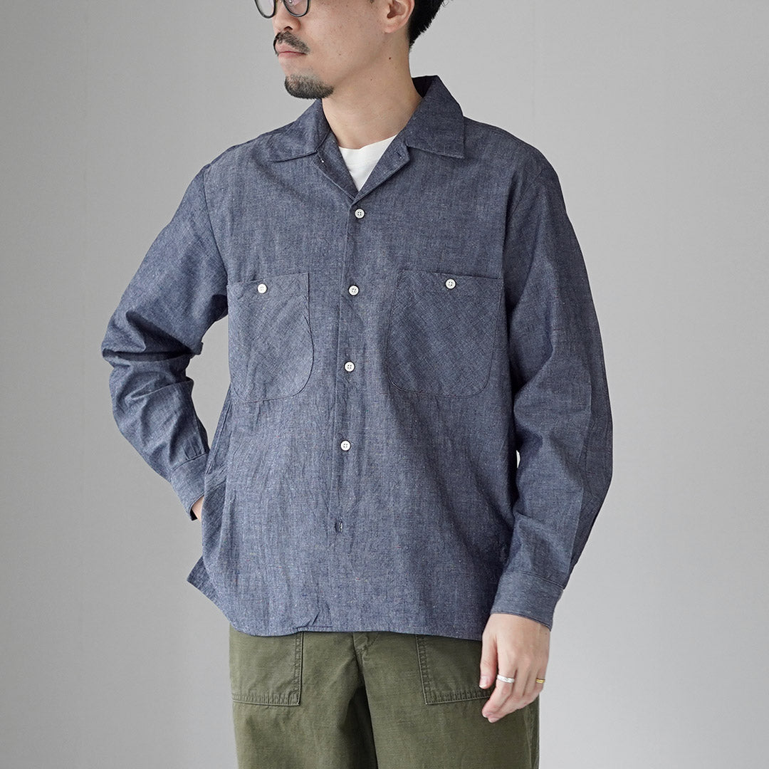 HARROWE HARROWE / 5oz 컬러 네프 샴브레이 오픈 칼라 셔츠