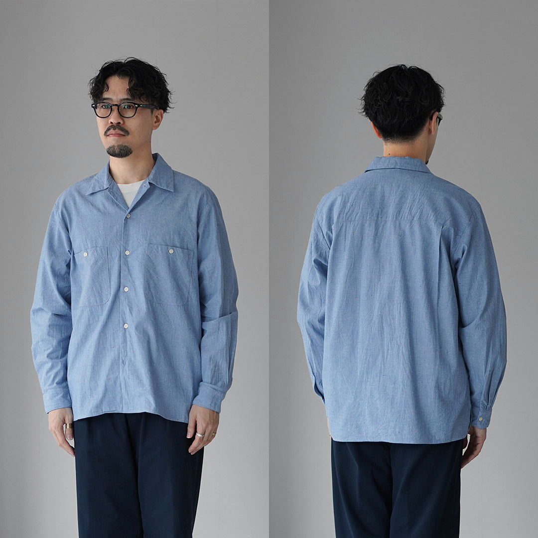 HARROWE HARROWE / 5oz 컬러 네프 샴브레이 오픈 칼라 셔츠
