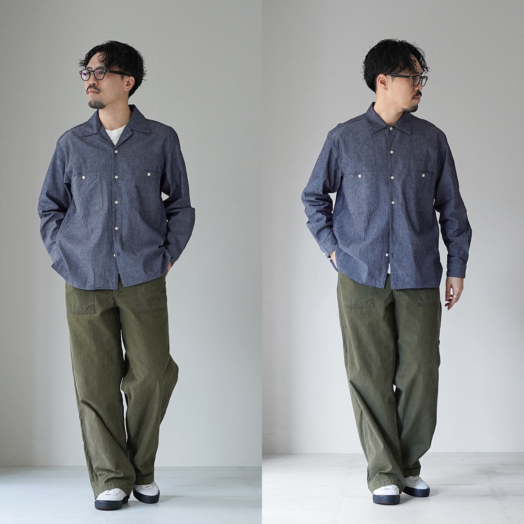 HARROWE HARROWE / 5oz 컬러 네프 샴브레이 오픈 칼라 셔츠
