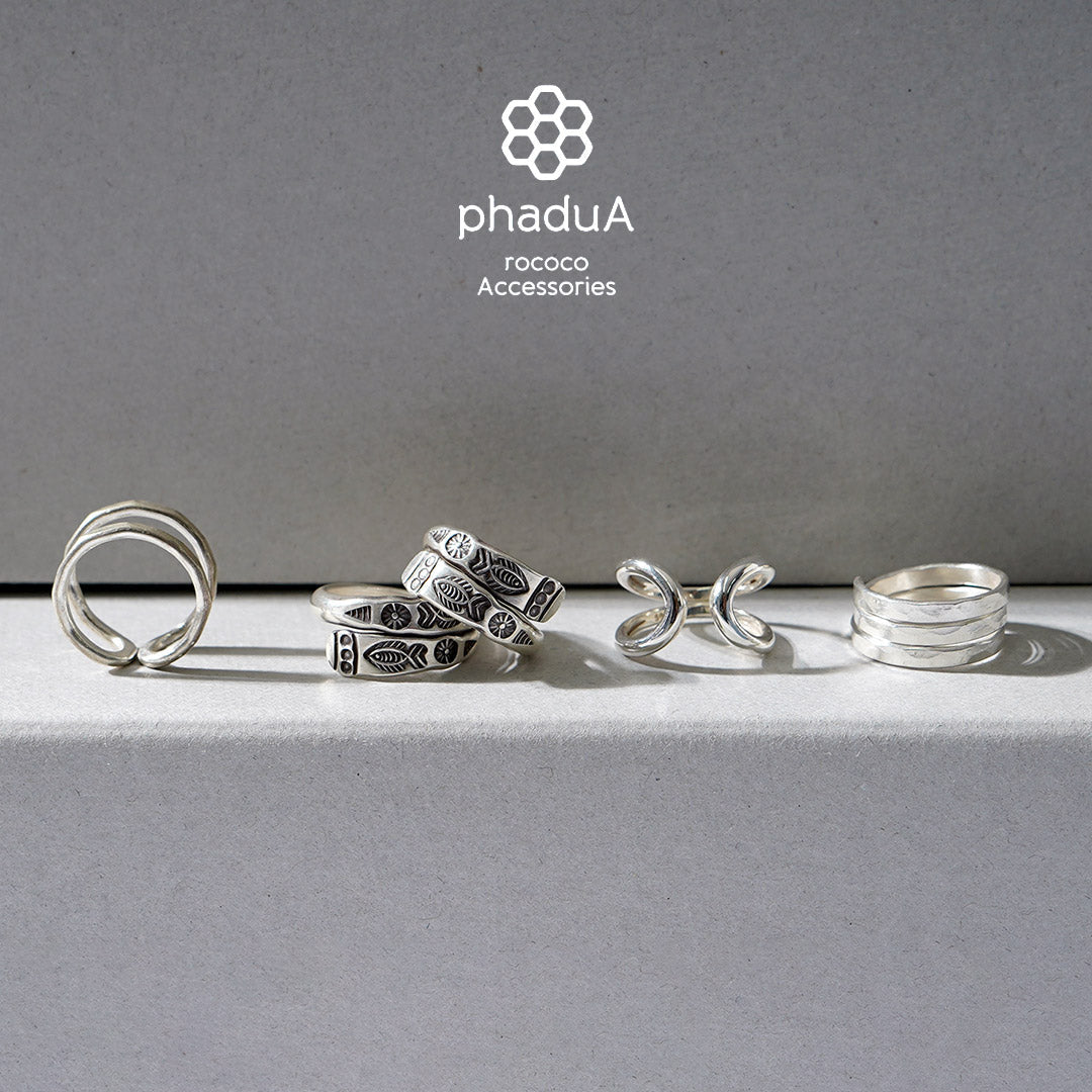 phaduA / Karen 银色螺旋锤眼戒指