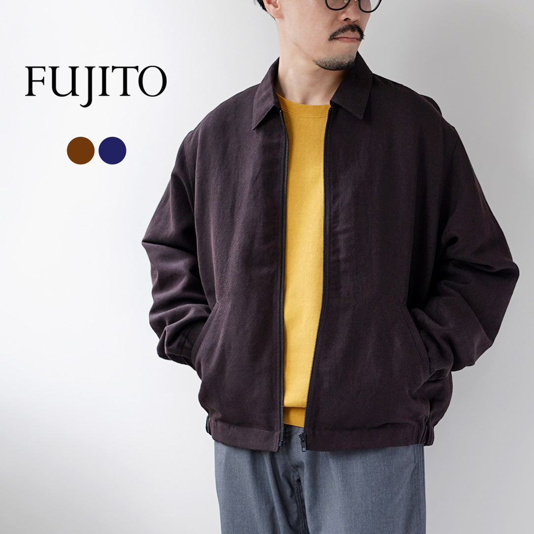 FUJITO / 울/린넨 서지 집업 블루종