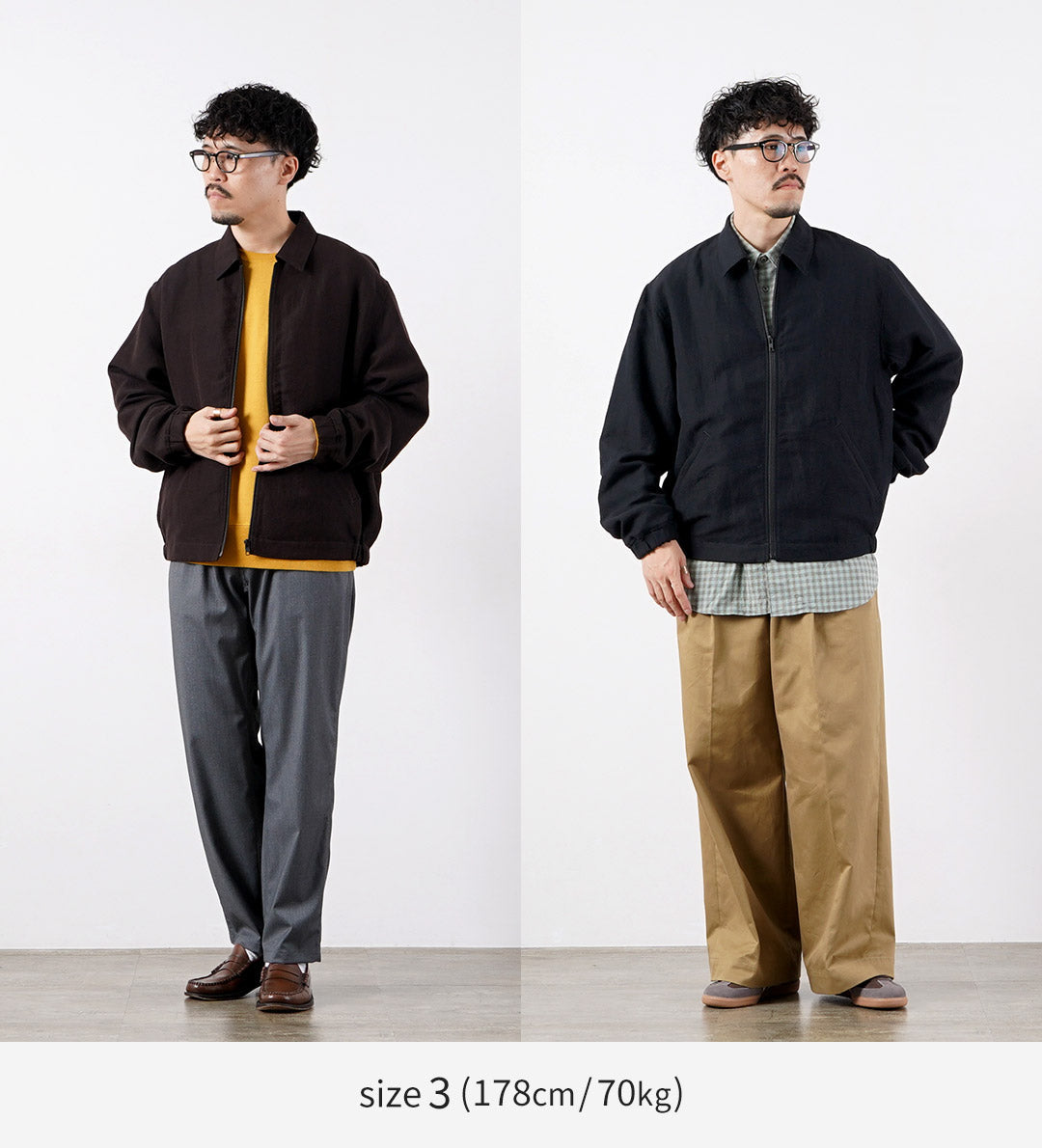 FUJITO / 울/린넨 서지 집업 블루종
