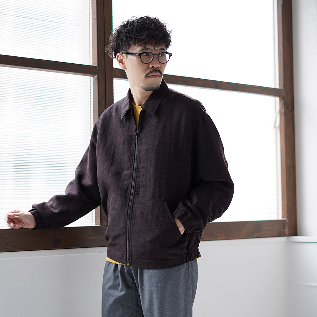 FUJITO / 울/린넨 서지 집업 블루종