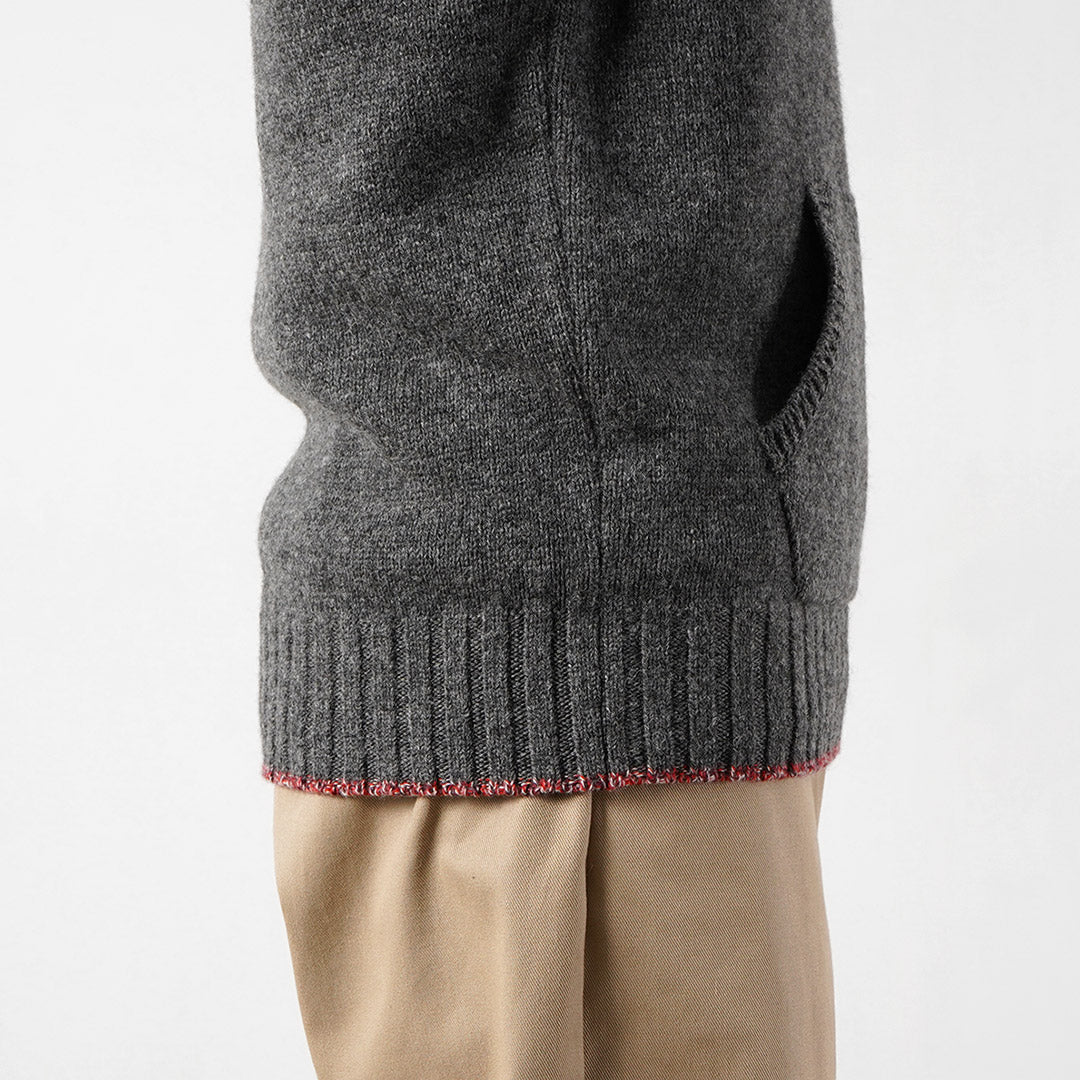 FUJITO / Shetland × Merino Lana Cuello Chal Suéter Tejido