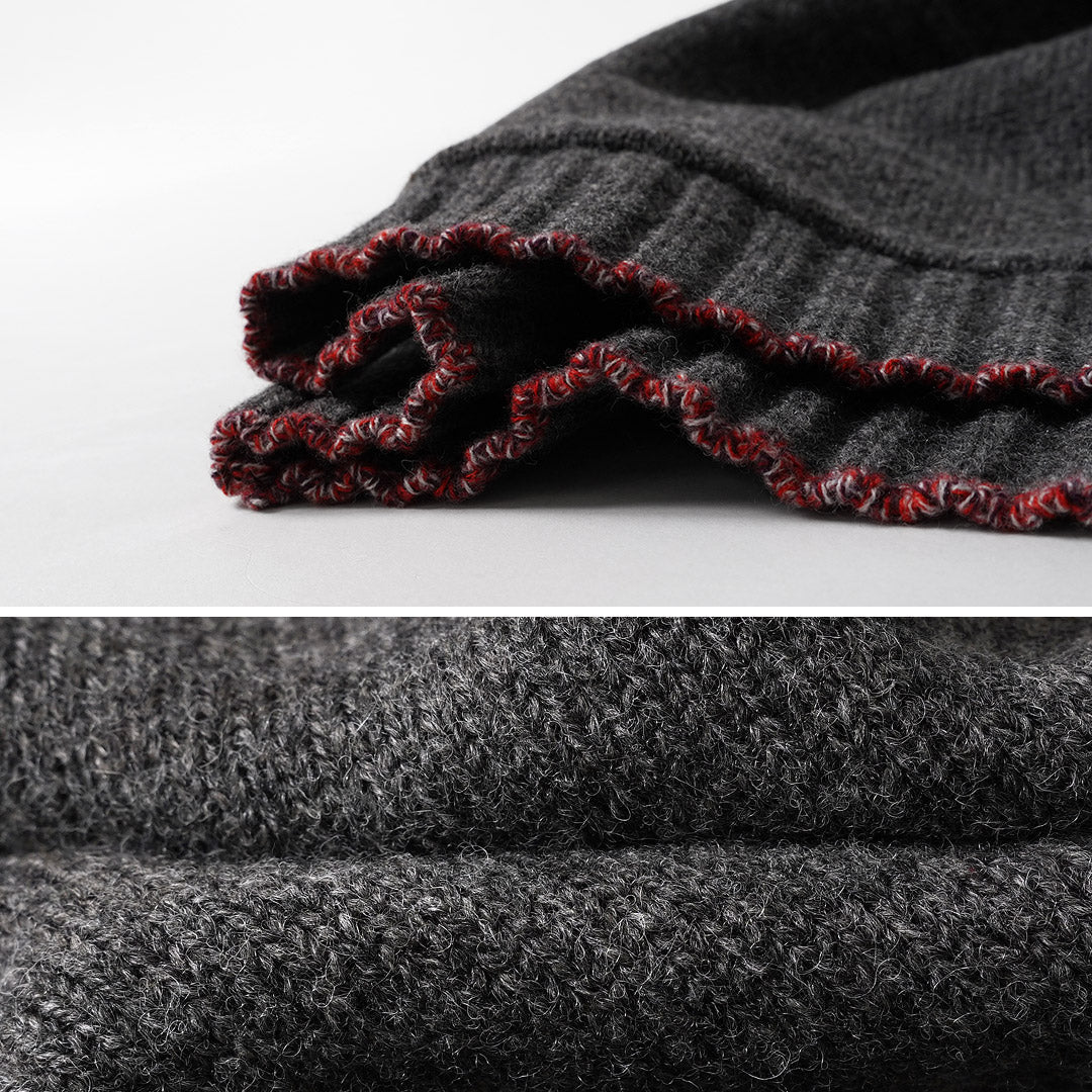 FUJITO / Shetland × Merino Lana Cuello Chal Suéter Tejido