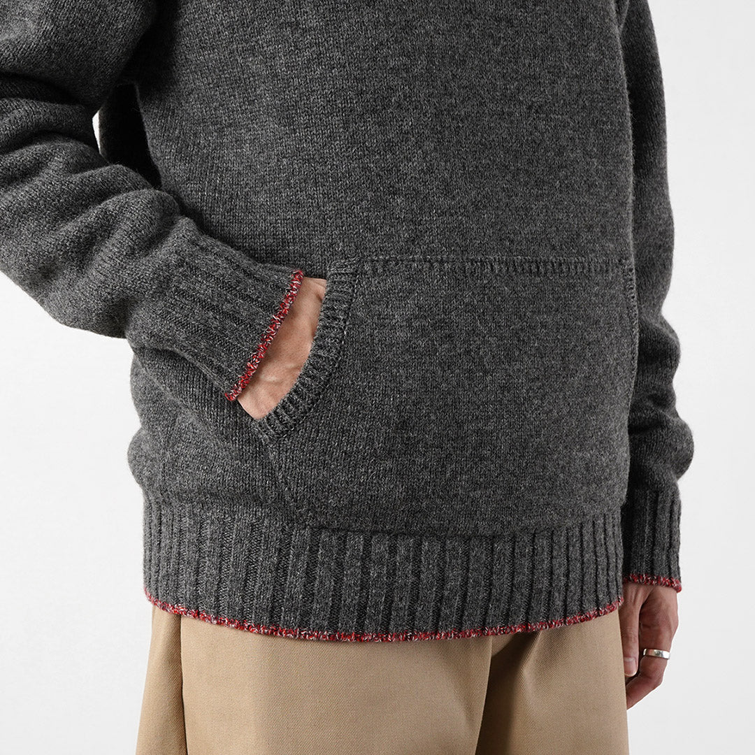 FUJITO / Shetland × Merino Lana Cuello Chal Suéter Tejido