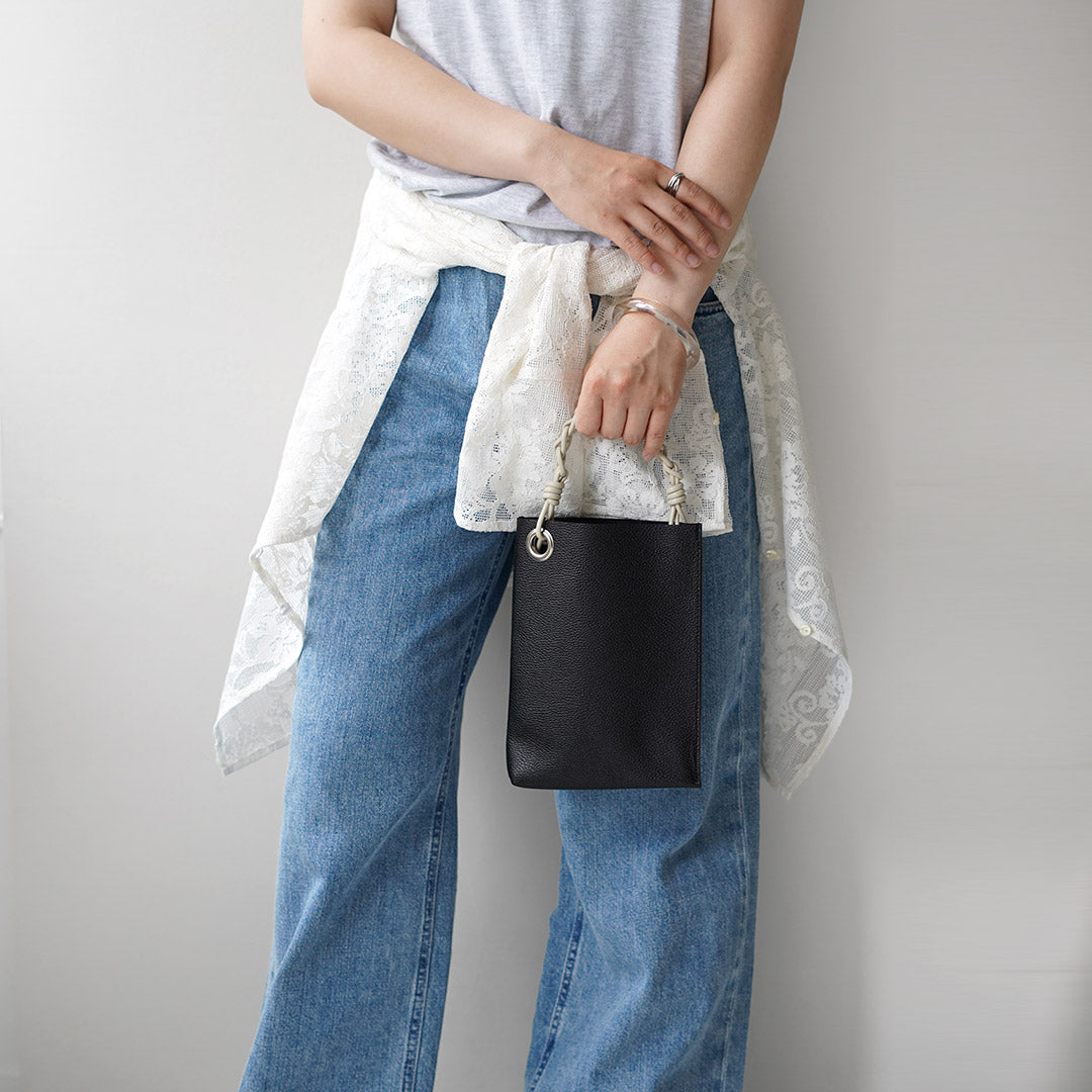 SENTI / Shrunken Leather Chain-Handle Mini Handbag