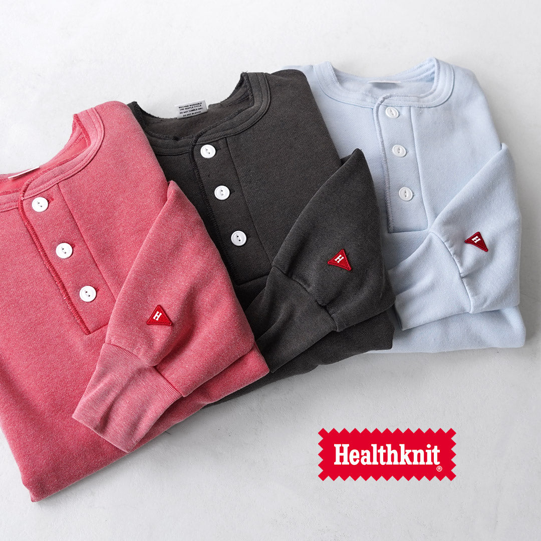 HEALTHKNIT / Sweat classique col Henley (finition vintage)