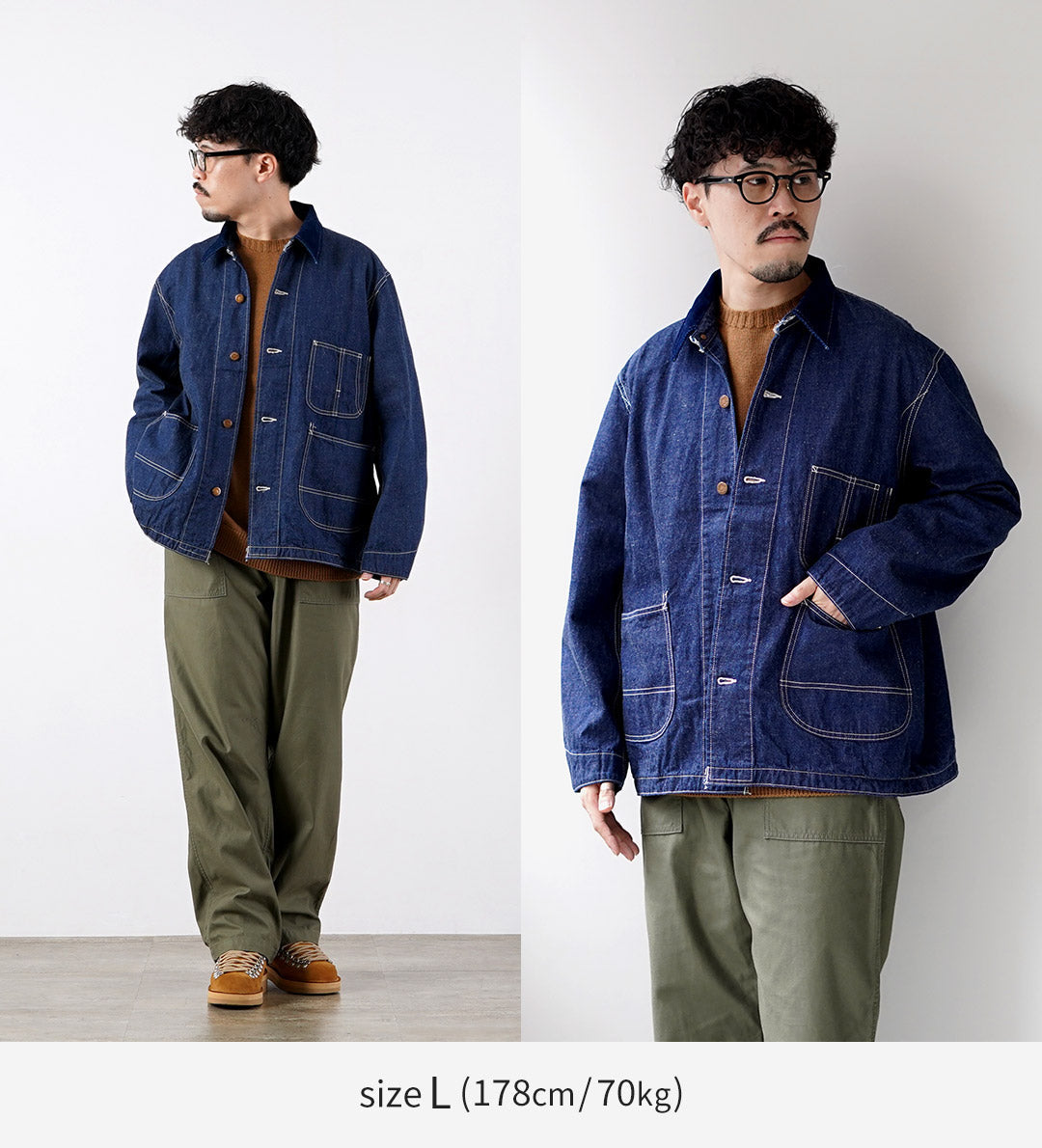 REMI RELIEF / 9.5oz Corduroy Collar Nep Denim Coverall