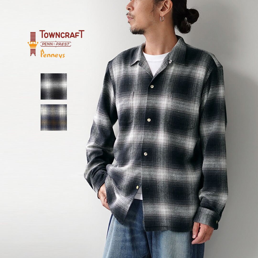 TOWNCRAFT / Flannel Check Loop Collar Long Sleeve Shirt