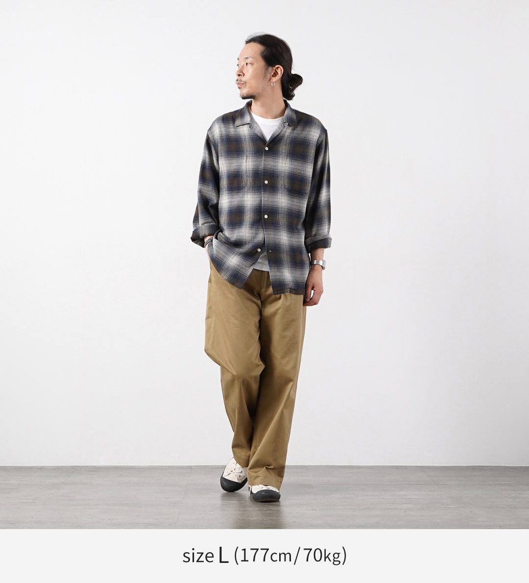 TOWNCRAFT / Flannel Check Loop Collar Long Sleeve Shirt