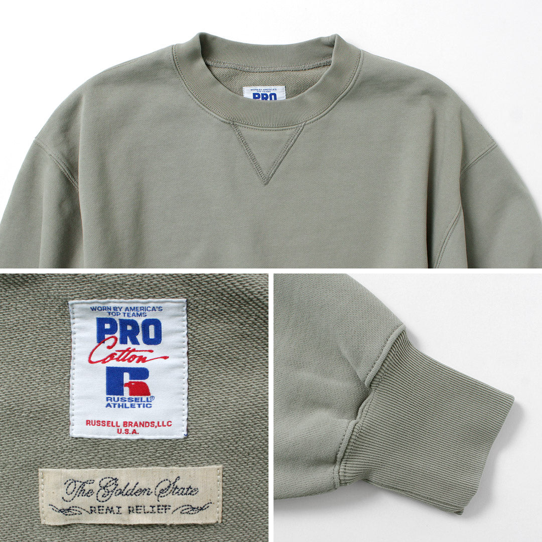 REMI RELIEF / Sudadera exclusiva de algodón con cuello redondo Russell Athletic Body Pro procesada SP