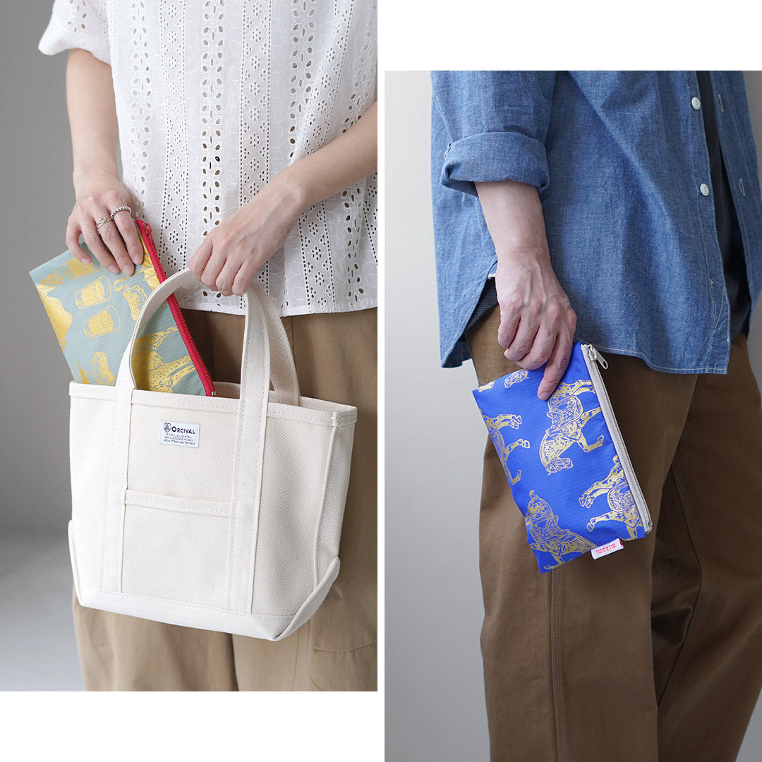 MIKAMI / Hand-Printed Multi-Zip Nylon Pouch