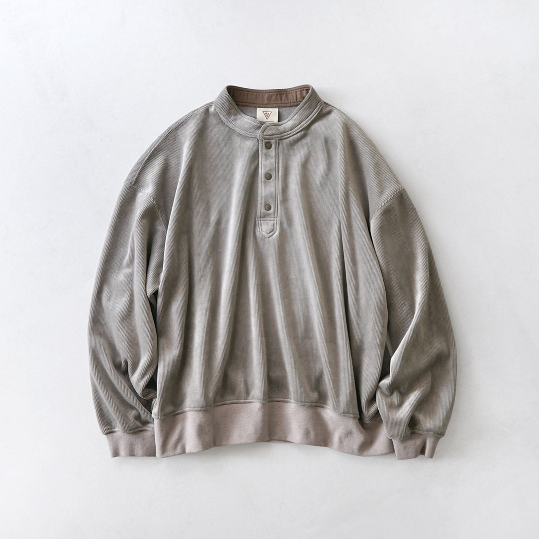 RAG / Corduroy-Like Stand Collar Henley Pullover Fleece