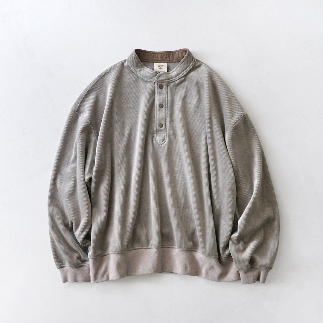 RAG / Corduroy-Like Stand Collar Henley Pullover Fleece