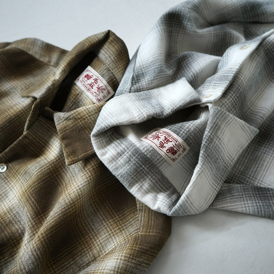KEMA DESIGNS / Linen Wool Amundsen Ombre Open-Collar Shirt